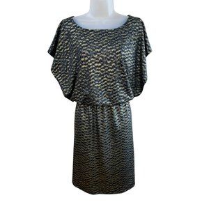 Vintage Olivia Matthews Elastic Waist Foil Dress Size 10